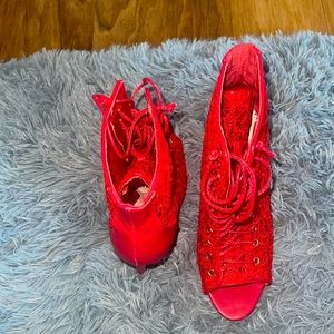 Lace Red Heels